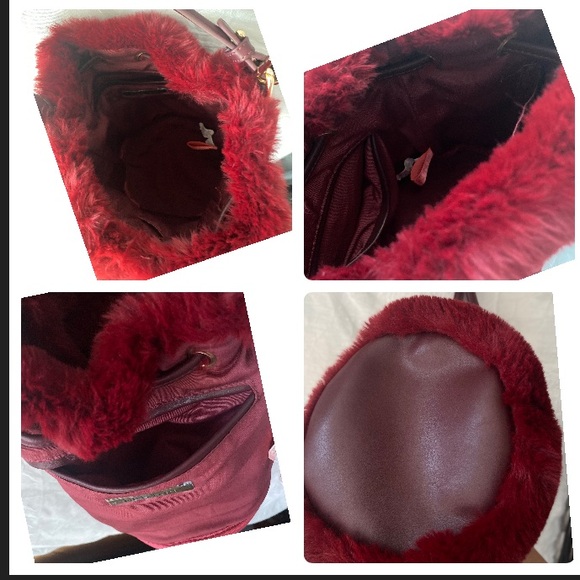 Faux Fur Crossbody  Bag  Red - Picture 14 of 17